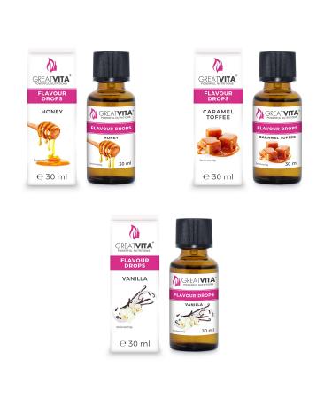 GreatVita Flavour Drops set of 3 honey caramel vanilla