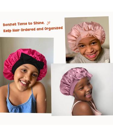 2 PCS Toddler Silk Bonnet for Kids - Purple Sleeping Cap for Curly Natural Hair - Buy Online on GoSupps.com