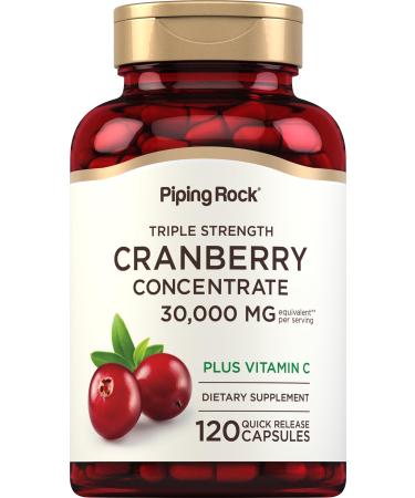 Piping Rock Cranberry Pills | 30 000 mg | 120 Capsules | Supplement for Women & Men | Triple Strength Concentrate Extract Plus Vitamin C | Non-GMO Gluten Free