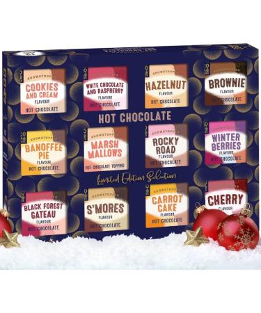 Hot Chocolate Selection Gift Set - 12 Assorted Flavours in Cookies n Creme Rocky Road Berries Cherries & Marshmallows - 400g | Perfect Christmas Gift for Men, Women, Her, Him - Buy Online on GoSupps.com