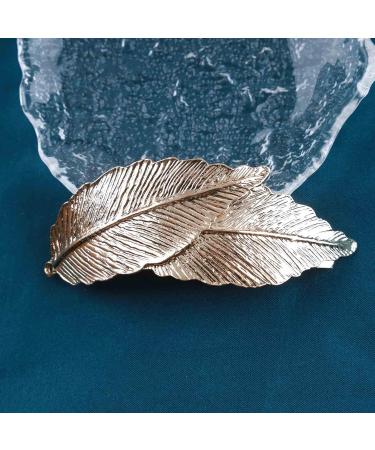 Inilbran Vintage Leaf Hair Clip Barrettes Gold Feather Hair Barrettes Metal Leaf Barrette Head Clips Leaf Hair Pin Clip Decorative Headwear French Hair Accessories for Women and Girls Headdress - Buy Online on GoSupps.com
