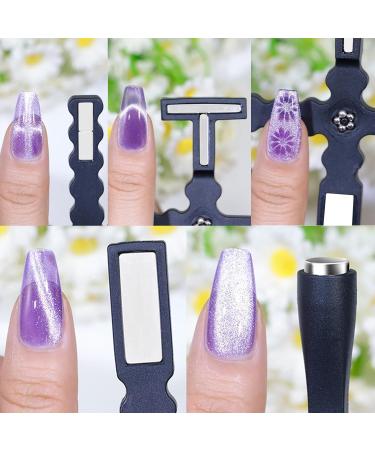 Joberio Cat Eye Magnet Tool Multi-Function Magnet Stick Professional Cat Eye Stick 5 in 1 Nail Design Tools for Salon Studio Home Purple - Buy Online on GoSupps.com