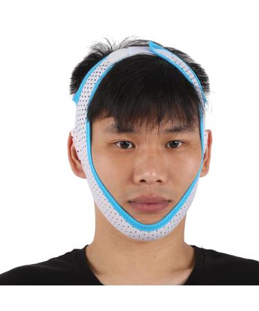 Breathable Sleeping Mask Breathable Strap Jaw Support Belt Anti-Snoring Strap Facial Slimming Mesh with Chinrest Bedroom Apartment Summer Sleep (Sky Blue Edging) Sky Blue Trim