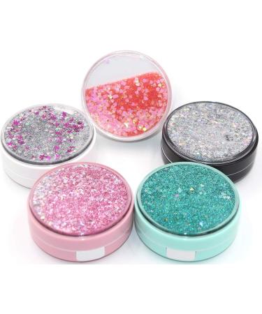 Cute Fashion Contact Lens Case - Portable Glitter Luxury Bling Stars Eye Care Set (Gray) - Travel-Friendly Quicksand Design - Buy Online on GoSupps.com