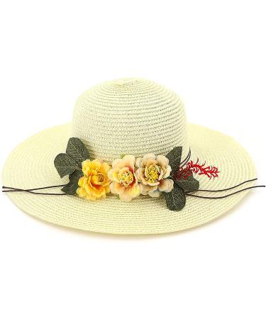 Women's Flower Sun Beach Visor Hat - White, One Size - Buy Online on GoSupps.com