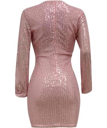 Shop Hanxiulin Pink Sequin Evening & Cocktail Dress for Women | Casual Party Wear - Buy Online on GoSupps.com
