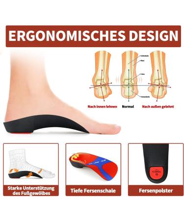 3/4 Plantar Fasciitis Orthopedic Shoe Inserts for Flat Feet & Heel Spur - Pain Relief Insoles for Men & Women - Red XL (EU46-49) - Buy Online on GoSupps.com