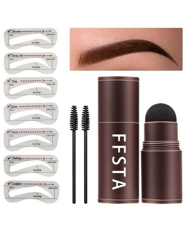 FFSTA brow Stamp Stencil Kit Brow Stamp And Shaping Kit Eyebrow Stamp Kit Eyebrow Stamp Stencil Kit (Natural Brown) 13 Piece Set Natural Brown