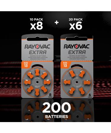 200 Rayovac Extra 13 Hearing Aid Batteries - 10 Blisters of 8 & 20 Blisters of 6 - Long-Lasting Performance for Enhanced Hearing - Buy Online on GoSupps.com