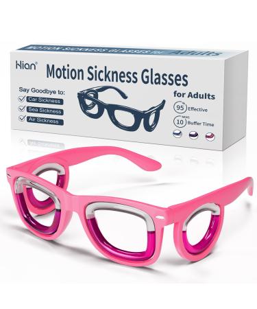 Hion Adult Anti- Motion Sickness Smart Glasses Ultra-Light Portable Nausea Relief Liquid Glasses Carsickness Airsickness Seasickness Glasses Travel/Cruise Essentials A01-pink Adult