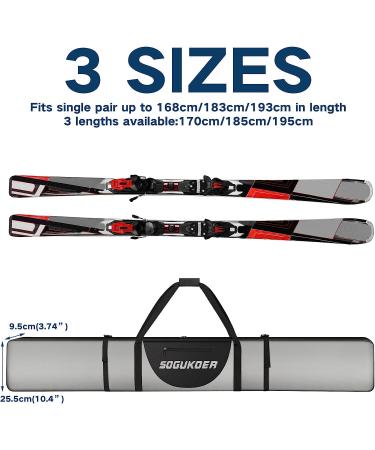 SOGUKOER 185CM Ski Bag Padded Snowboard Bag | Water-Resistant & Durable | Compression Straps | Adjustable Length | for Snow & Air Travel - Buy Online on GoSupps.com