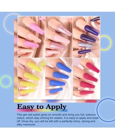 Lavender Violets 42 Pcs Gel Nail Polish Kit Set - 36 Colors + 6 Base Top Coat - Glossy Matte Diamond Shine Glow in the Dark - Nail Art C950 - Buy Online on GoSupps.com