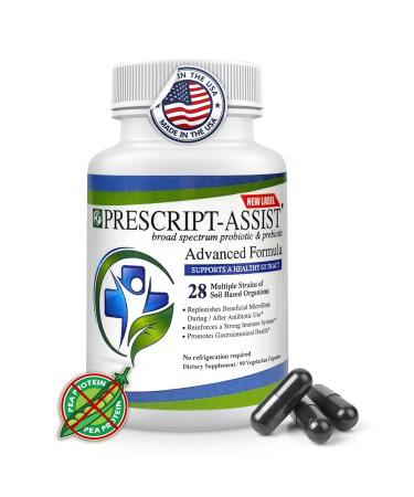 Prescript Assist Advanced Formula with No Pea Protein - 28 Strains Soil Microflora Probiotic & Prebiotic for Adults -Soil Based Probiotics for Gut Health & Digestion - No Refrigeration Needed 90 Caps