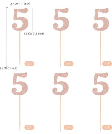 Gexolenu 24 PCS Rose Gold Double-Sided 5th Birthday Cupcake Toppers Glitter Age Five Cake Picks Decor Fifth Happy Birthday Party Decorations Baby Shower Anniversary Party Supplies Number 5 Rosegold - Buy Online on GoSupps.com
