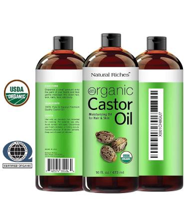 Organic Castor Oil USDA Certified for Hair Growth & Skin Health -16 fl. oz - Buy Online on GoSupps.com