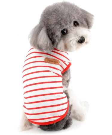 Zweitea Summer Dog Shirts for Small Dogs - Striped Breathable Cotton Tank Tops | Soft Pet Clothing for Chihuahuas & Puppies - XL Red - Buy Online on GoSupps.com