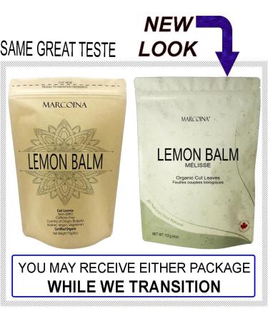 Organic Lemon Balm Herbal Tea Loose Leaves by Marcoina - Cut Leaves 113g in Resealable Bag Caffeine-Free Tea from Bulgaria - Known as Melissa officinalis Lemonbalm 4oz. LEMON BALM Leaves Cut ORGANIC 113-g. / 4-oz. - Buy Online on GoSupps.com