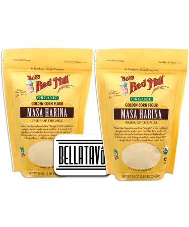 Organic Masa Harina Flour Bundle - 2x 24 oz Bags of Bobs Red Mill Corn Flour with BELLATAVO Magnet - Buy Online on GoSupps.com