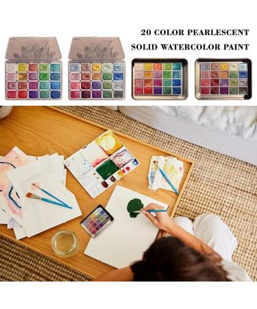 OCKULT 20 Colors Watercolor Painting Set DIY Clay Coloring Nail Art Dripping Glue Glitter Watercolour Solid Paint Box Portable Travel Water Color Paints Set Paint Kit for Artists and Painting Lovers B color one size - Buy Online on GoSupps.com