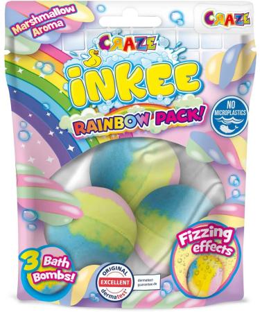 Inkee Rainbow Bath Bombs | 9x Colorful Children s Shower Balls with Marshmallow Scent & Almond Oil - Buy Online on GoSupps.com
