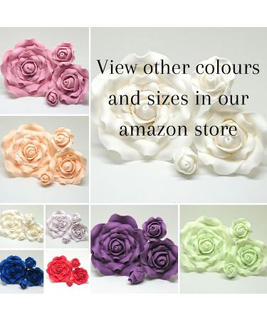 Sugar roses white *4 sizes* wired flower cake decoration topper (buds white x 5) - Buy Online on GoSupps.com
