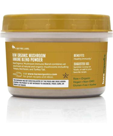BareOrganics Mushroom Immune Blend Powder - Organic Superfood Supplement (4 oz) - Buy Online on GoSupps.com