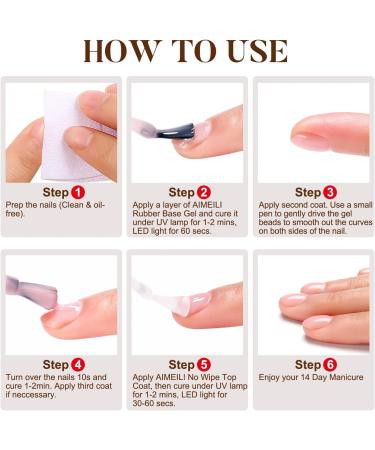 AIMEILI 5 in 1 Sheer Color Rubber Base Gel Nail Polish - Nail Strengthener & Rhinestones Glue Gel - (435) 10ml - Buy Online on GoSupps.com