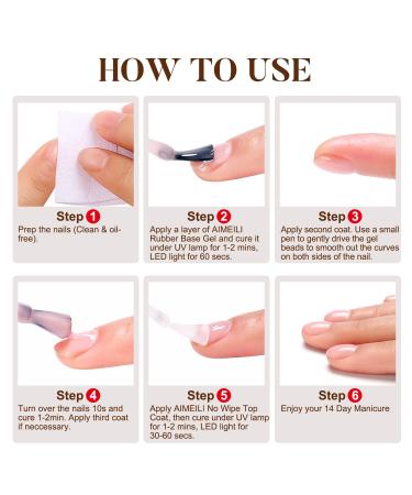 AIMEILI Hema Free Rubber Base Gel For Nails  Soak Off U V LED Clear Sheer Gel Nail Polish  4 in 1 Nail Strengthen/Enhance/Base Coat/Color Gel Polish Set Of 6pcs X 10ml - Kit 47 KIT4 - Buy Online on GoSupps.com