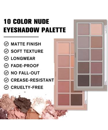 Hegafoo 10 Color Nude Eyeshadow Makeup Palette + 5 PCS Eye Brushes Set - Professional Naked Matte Shimmer Eye Shadow Kit | Long Lasting & Waterproof - Buy Online on GoSupps.com
