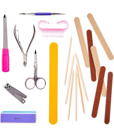 KISS 20-Piece Professional On-The-Go Manicure Kit Nail Clipper Cuticle Nipper Brush Cuticle Pusher Emery Boards Metal File Large File Buffing Block Manicure Sticks Scissors Travel Pouch - Buy Online on GoSupps.com