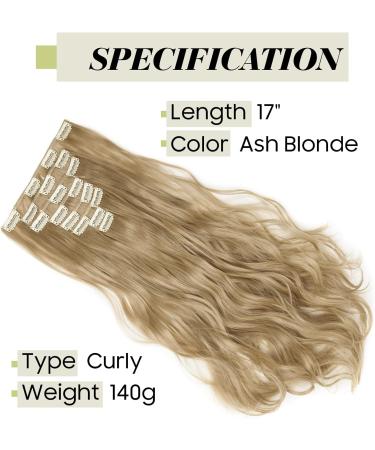 S-noilite 17 Inch Ash Blonde Clip In Hair Extensions - 8pcs Full Head, Long and Curly Style | 60 Color Choices - Sexy Lady Fashion - Buy Online on GoSupps.com