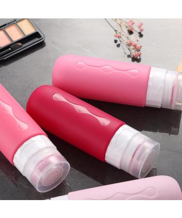 Gemice Portable Travel Bottle 4 Pack Silicone Travel Containers Set LeakProof Refillable Squeezable for Lotion Liquid Shampoos Soap and Toiletries (90ml) Red - Buy Online on GoSupps.com