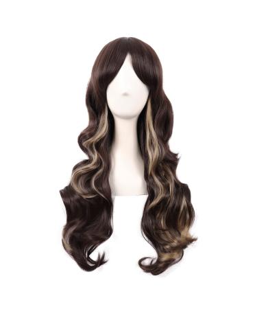 MapofBeauty 28 Inch/70 cm Charming Women Side Bangs Long Curly Full Hair Synthetic Wig (Brown Mixed Blonde) - Buy Online on GoSupps.com