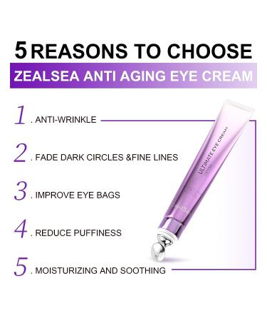 ZealSea Retinol Eye Cream for Dark Circles and Puffiness - Anti Aging Serum with Caffeine & Peptides - Reduce Fine Lines and Wrinkles - 0.7 OZ - Buy Online on GoSupps.com