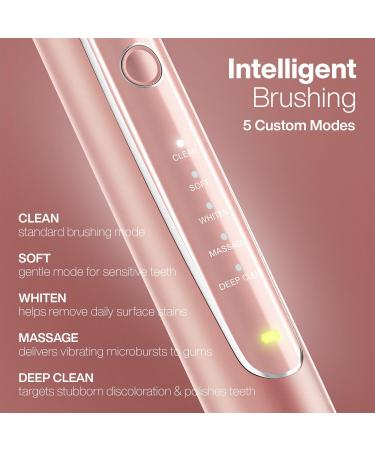 Aquasonic Vibe Series PRO - Ultra-Whitening Electric Toothbrush | 5 Modes Smart Timers & UV Sanitizing | ADA Accepted - Satin Rose Gold - Buy Online on GoSupps.com
