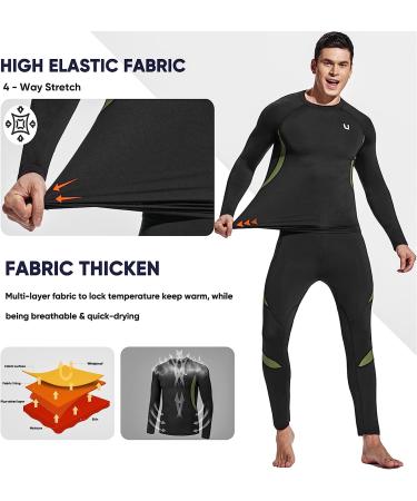 UNIQUEBELLA Men's Thermal Underwear Set - Fleece Sweat Quick Drying Base Layer - Black XX-Large - Buy Online on GoSupps.com