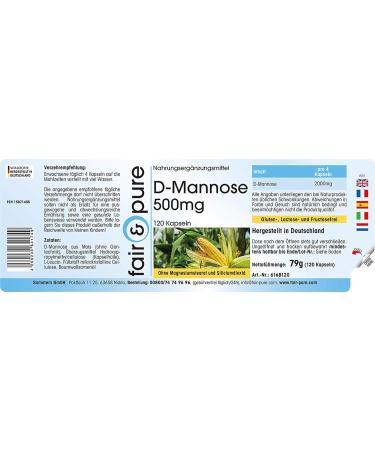 Fair & Pure - D-Mannose 500mg - vegan - 120 capsules - Buy Online on GoSupps.com
