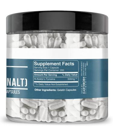 Earthborn Elements N-Acetyl L-Tyrosine (NALT) 200 Capsules Pure & Undiluted No Additives 200 Count (Pack of 1) - Buy Online on GoSupps.com
