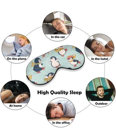 Penguins Winter Ice Skating Sleep Mask - Adjustable Strap Eye Cover for Sleeping, Blocks Light - Night Travel Nap Blindfold for Men and Women - Buy Online on GoSupps.com