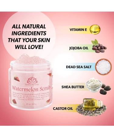 Organic Watermelon Salt Scrub - Exfoliating Face and Body Scrub for Women - 10 oz - Buy Online on GoSupps.com