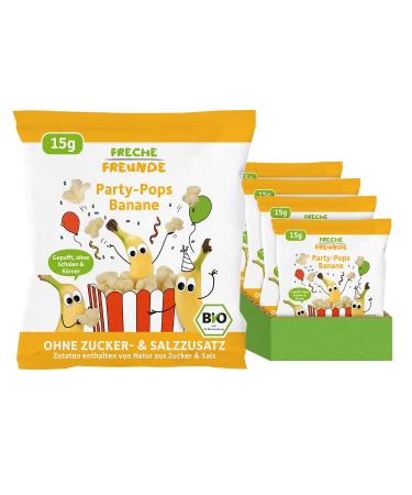 Cheeky friends organic party pops banana fruity snack for babies and toddlers from 1 year without added sugar vegan 2 x 8 pack (16 x 15g)
