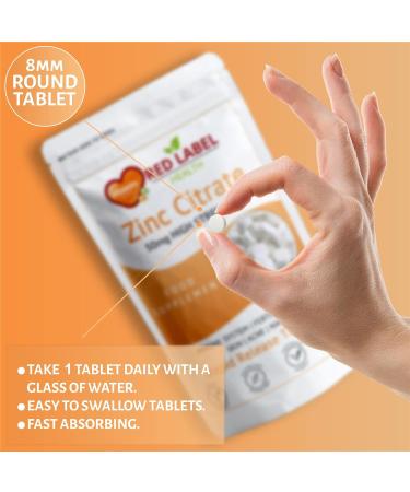 Zinc Citrate 50mg Tablets - 2 Months Supply - Immune Support, Fertility, Healthy Bones, Vision, Hair, Nails & Skin - Vegan - Made in the UK - 60 Count - Buy Online on GoSupps.com