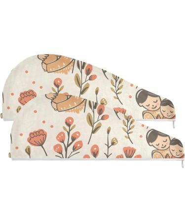 Super Absorbent Mother's Day Flowers Hair Towel 2 Pack | Quick Dry Hair Turbans for Women & Girls - Buy Online on GoSupps.com