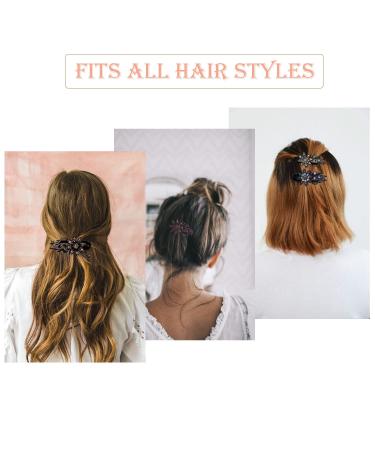 6 Pcs Sparkling Double Flower Rhinestone Duckbill Hair Clips - Decorative Hair Accessories for Women and Girls - Buy Online on GoSupps.com