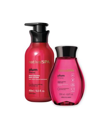 O BOTICARIO O Botic rio Nativa SPA Plum Skincare Gift Set with 2 Products | Body Moisturizer 400ml & Fragrant Body Oil 200ml