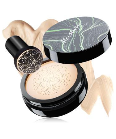 Mushroom Head Air Cushion CC Cream - Oil Control & Moisturizing Concealer Makeup Base Brighten Long - Lasting Even Color Correcting Concealer Full Coverage for All Skin Types (Ivory)
