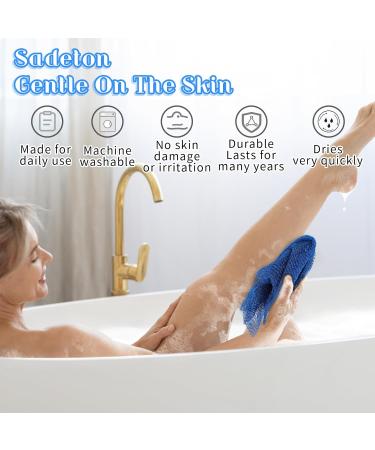 COMNICO African Bath Sponge Long Net Exfoliating Shower Body Scrubber Flat Back Scrubber Foot Scalp Scrub Dead Skin Removal Skin Smoother for Men Women (Blue) - Buy Online on GoSupps.com