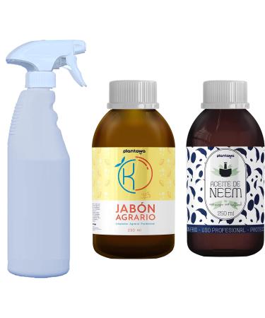 PLANTAWA Potassium soap economy pack (250 ml) + Neem oil (250 ml) + Biodegradable and Natural Sprayer. Long-lasting highly concentrated orchard protection against whiteflies spider mites aphids and scale insects.