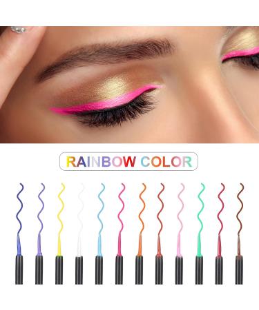 12pcs Waterproof Matte Liquid Eyeliner Set - Colorful Makeup Pen Set in White, Red, Blue, Green, and Brown - Buy Online on GoSupps.com