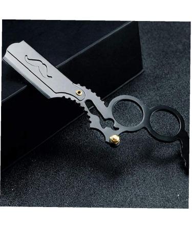 NAISICATAR Straight Cut Throat Razor - Double Finger Ring Razor Knife for Mustache Shaving | Precision Black Barber Razor for Smooth Shaves - Buy Online on GoSupps.com